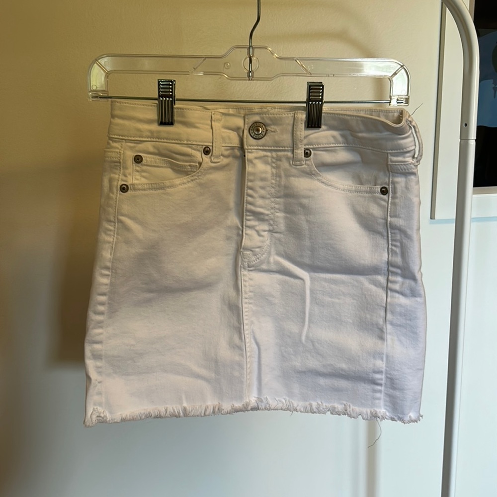 American Eagle White Denim Miniskirt